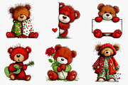 whimsical valentine bear clipart bun, an Illustration by CreationArt (Thumbnail 3 of 6)