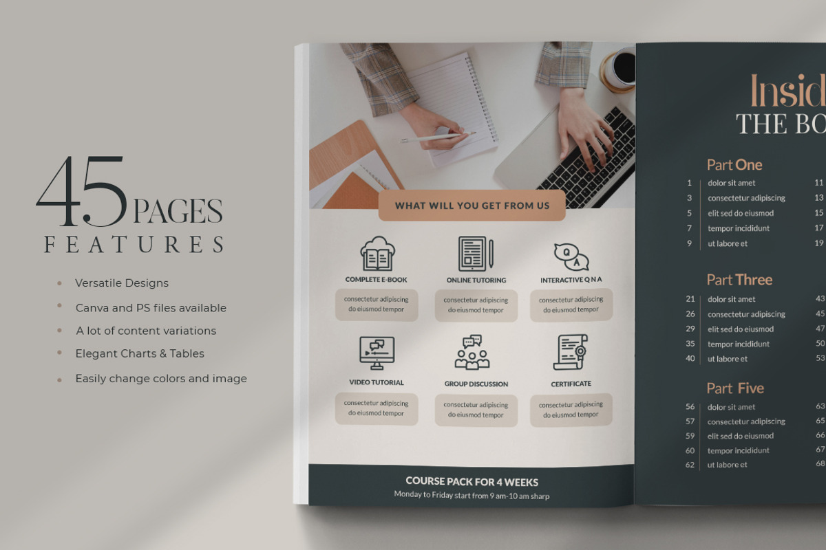 eBook for eCourse Tutor | CANVA PS, a Magazine Template by Eviory (Photo 7 of 24)