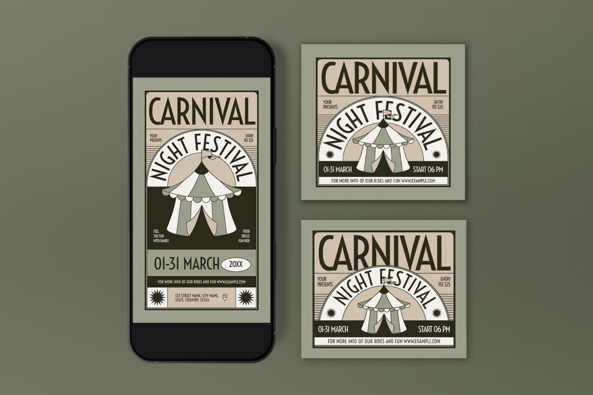 Blue Carnival Festival Flyer Set, a Flyer Template by graphicook (Photo 3 of 3)