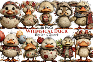 Whimsical Easter Duck Clipart, an Illustration by Pixels.Craft
