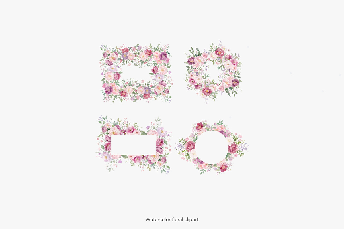 floral clipart watercolor peonies, a Decorative Illustration by Patishop Art (Photo 9 of 10)