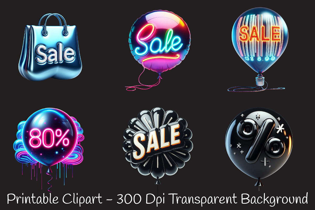 Black Friday Balloons PNG Collection, an Illustration by RobertsArt (Photo 4 of 7)
