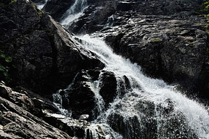 Waterfall cascade over rugged rocks in Zakopane Poland a dramatic natural scene, a Nature Photo by AS photostudio