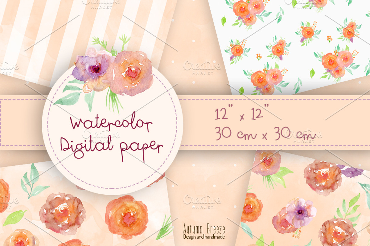 Watercolor digital paper, a Pattern Graphic by Autumn Breeze (Photo 2 of 4)