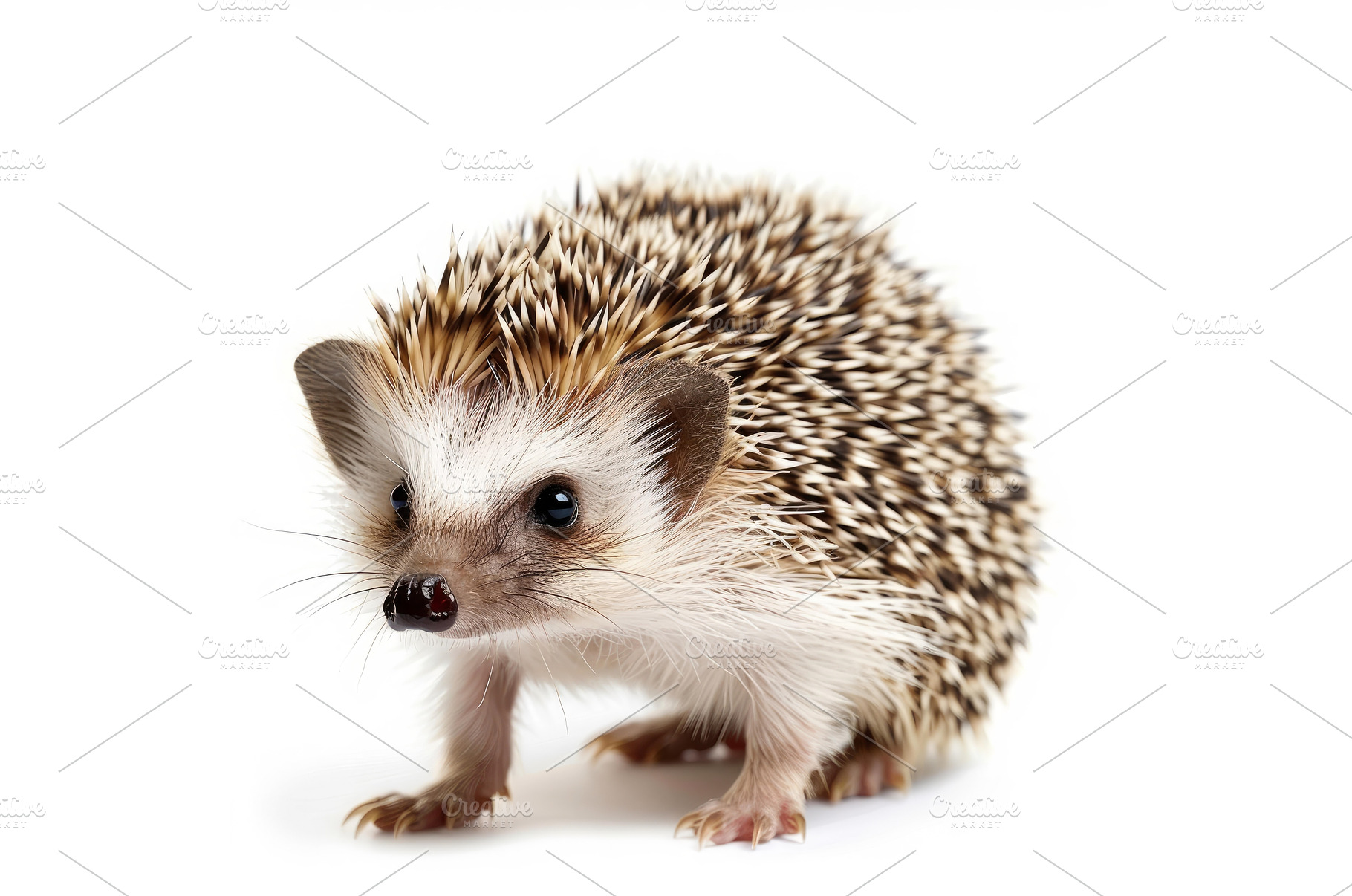 Adorable baby hedgehog standing on, an Animal Photo by Ylivdesign