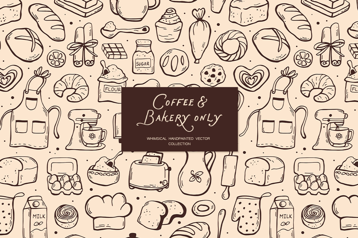 Coffee And Bakery Only Whimsical Set, a Food Illustration by ViktoriyaD (Photo 14 of 14)