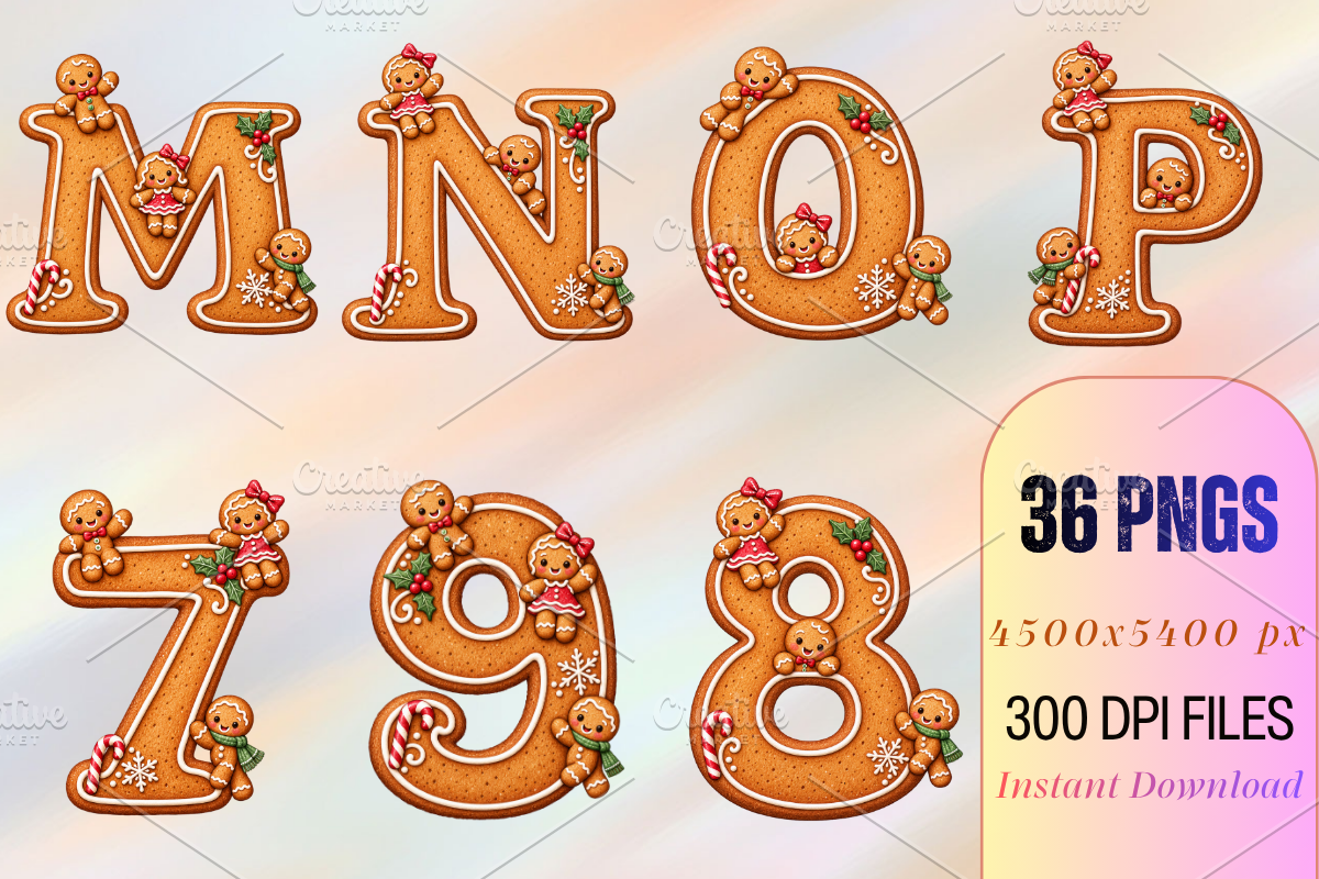 Christmas Gingerbread Alphabet PNG, a Seasonal Illustration by Ink Gallery (Photo 4 of 5)