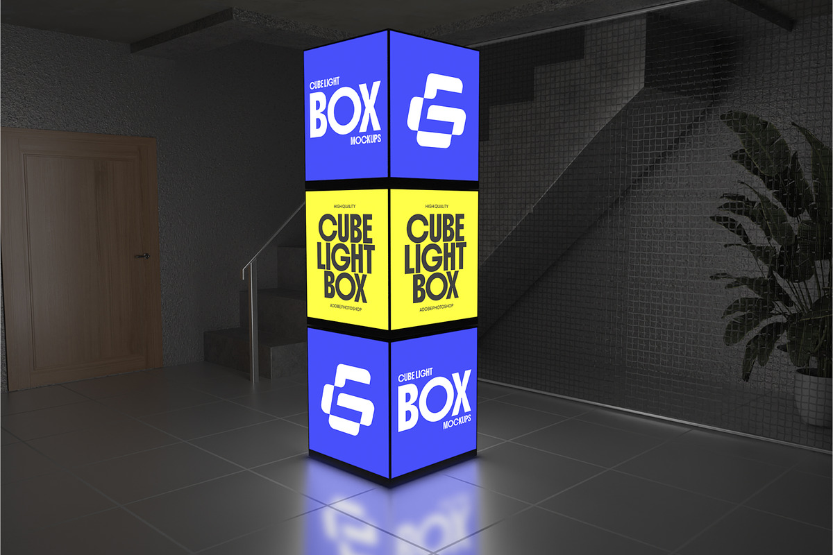 Cube Light Box Mockup, an Advertising Mockup by Permadi Creative (Photo 2 of 5)