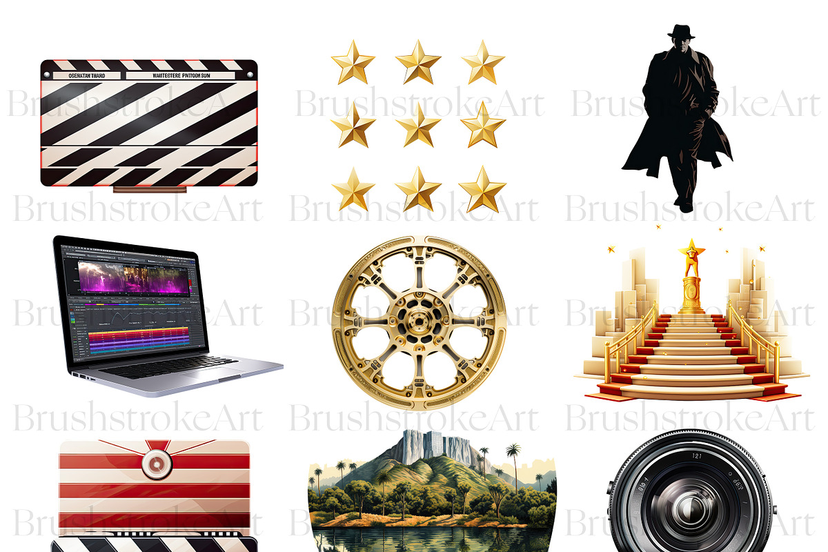 Watercolor Cinema Clipart, Theatre, a Technology Illustration by BrushstrokeArtGB (Photo 5 of 9)