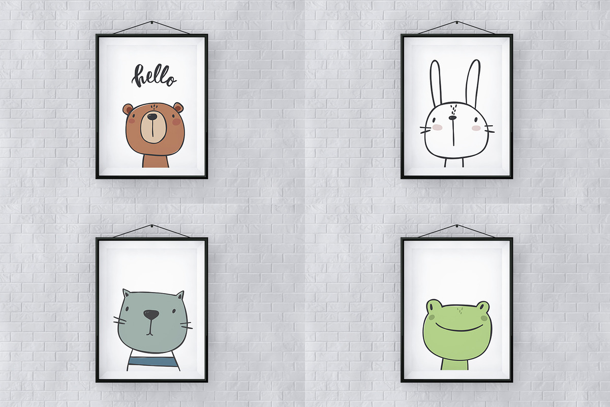 Cute poster with hand drawn animals, an Animal Illustration by Barkova ...