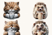 Animals with Coffee Clipart, an Animal Illustration by Design Scotch (Thumbnail 7 of 9)