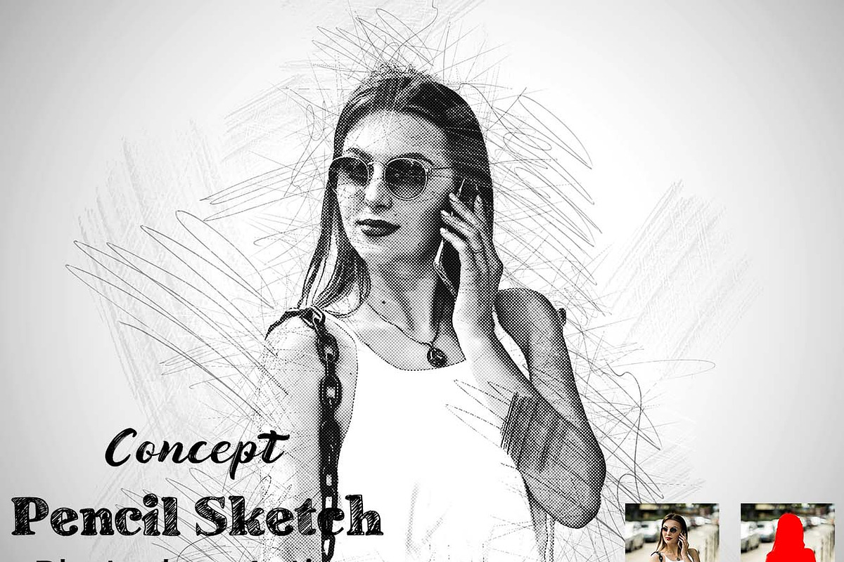 Concept Pencil Sketch Ps Action, an Action Add-On by Studio Retouch (Photo 1 of 12)
