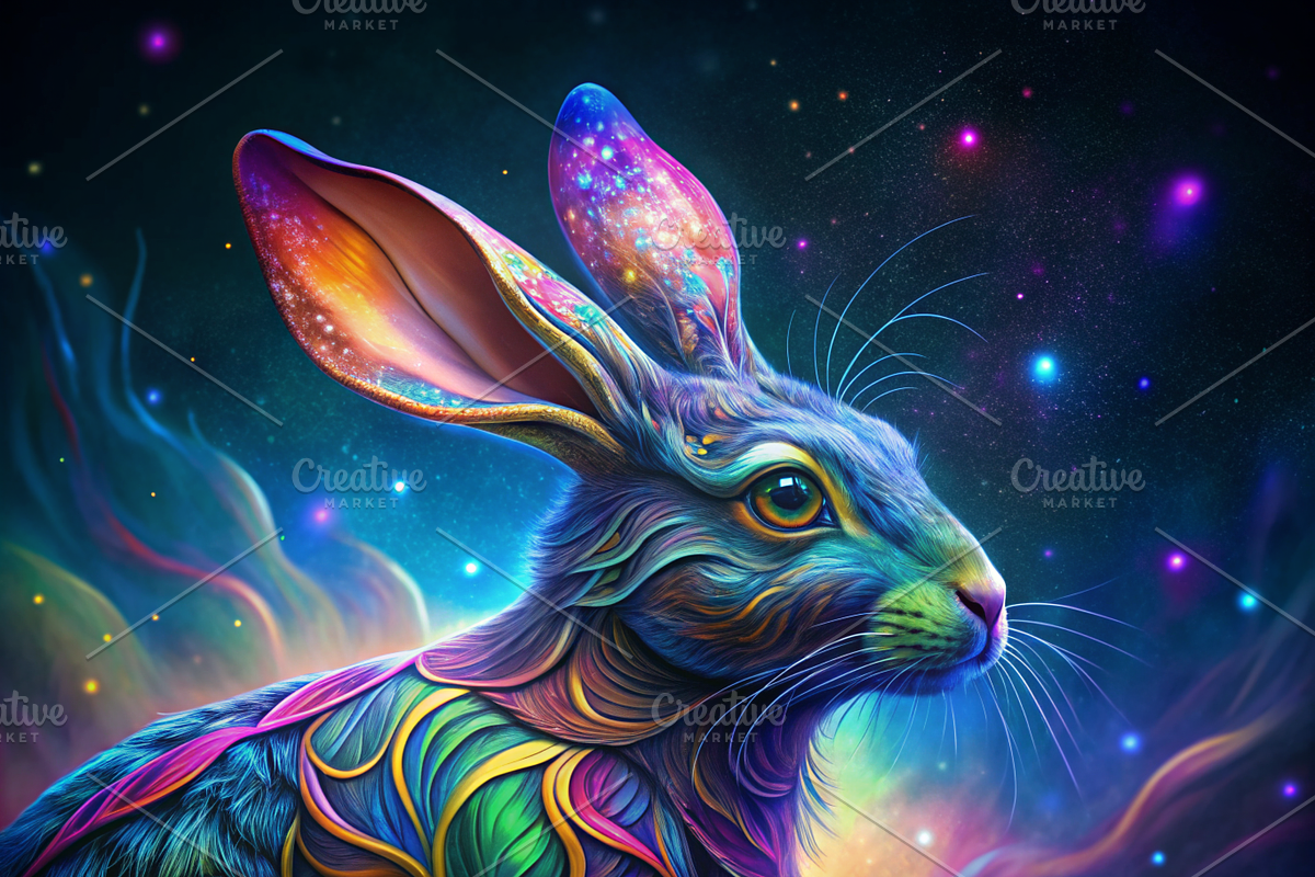 Vibrant Rabbit Print, an Animal Illustration by ZobaDepot (Photo 1 of 4)