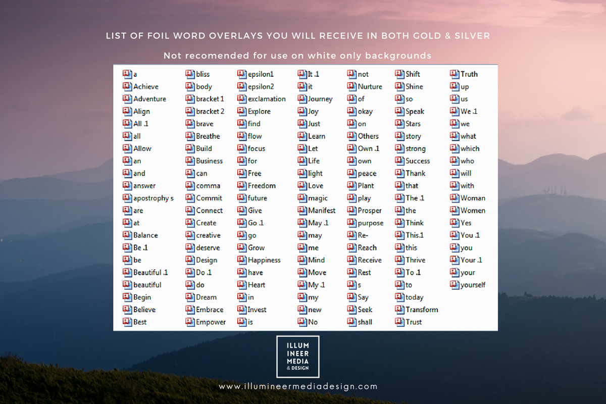 GOLD & SILVER FOIL WORD OVERLAY PACK, an Object Graphic by Illumineer Media & Design (Photo 11 of 12)