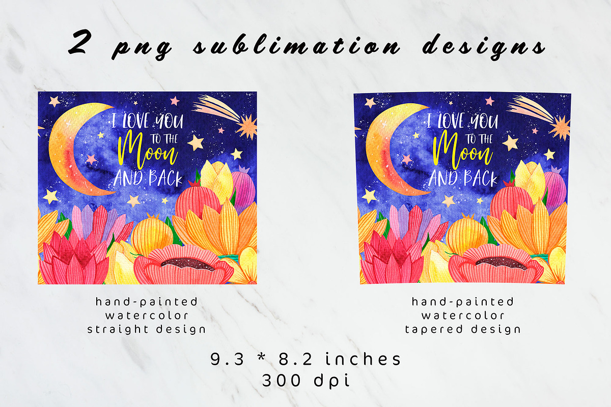 Moon and stars watercolor tumbler, an Object Graphic by AnastasiaWatercolor (Photo 2 of 3)