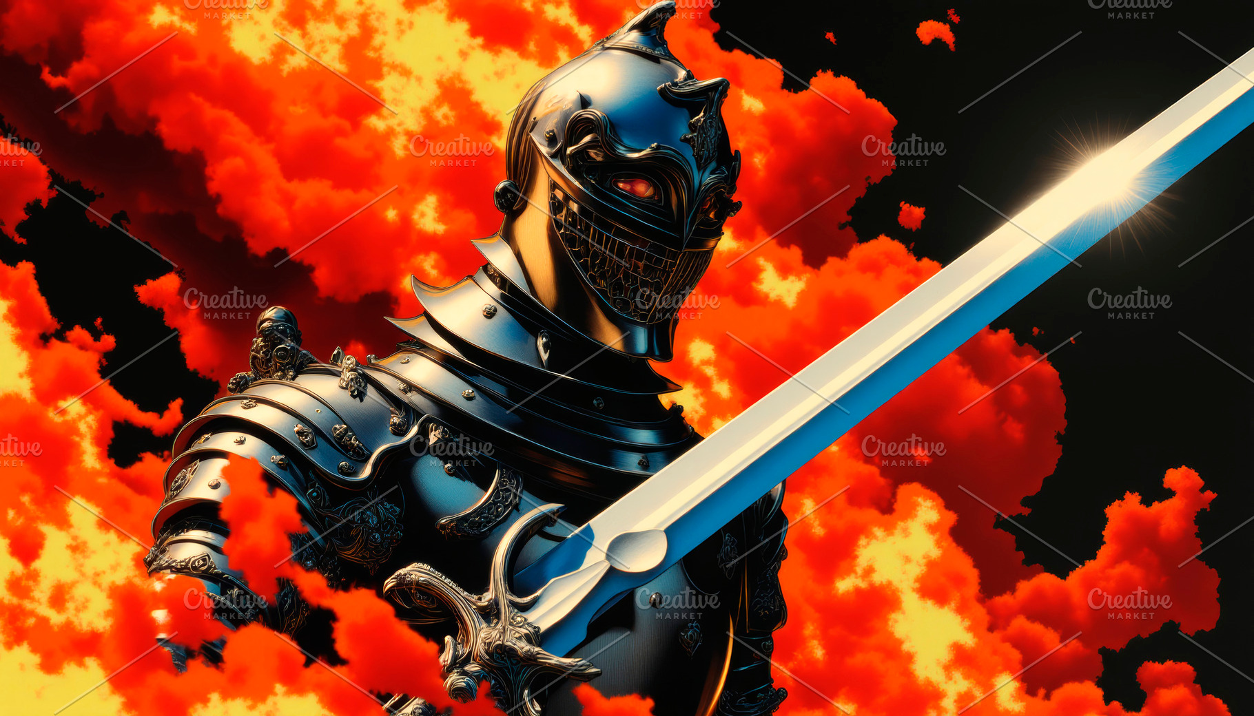 Great medieval knight in armor and w, an Arts & Entertainment Photo by TatsianaSalauyova