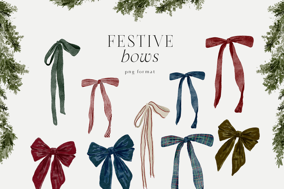 Christmas holiday graphics bows, an Object Graphic by Grace Noboa Illustrations (Photo 12 of 15)