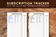 Editable Subscription Tracker, a Stationery Template by Graphicsnext (Thumbnail 1 of 6)