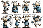 Whimsical Christmas Blue Reindeer, an Illustration by OK Design (Thumbnail 2 of 6)