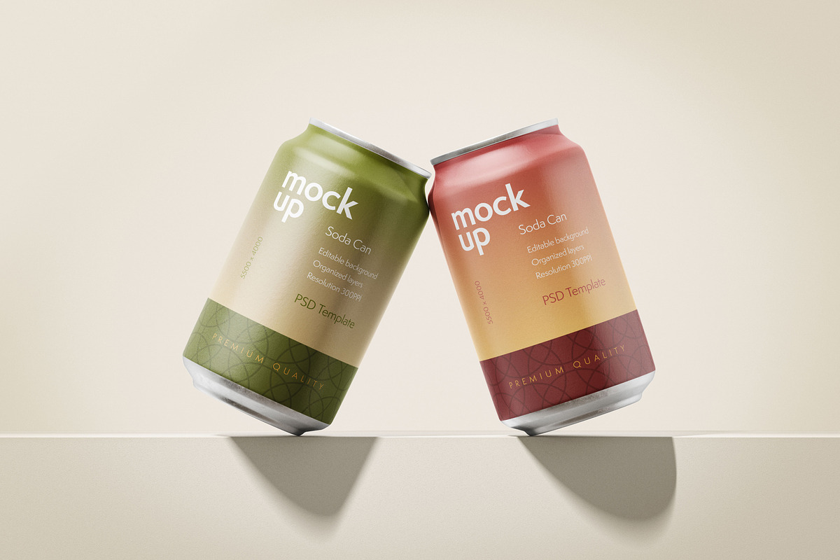 Soda Can Mockup Set, a Packaging Mockup by Deeplab (Photo 4 of 12)