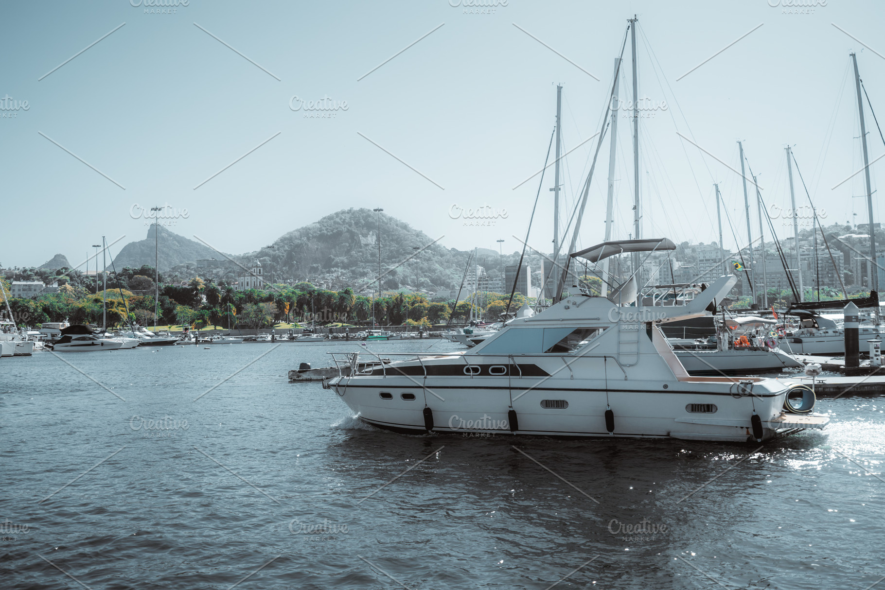 Yachts in Rio's marina Gloria, a Transportation Photo by SkyNext