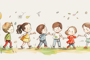A whimsical illustration of happy ch, a Photo by LOGOCREATIVE