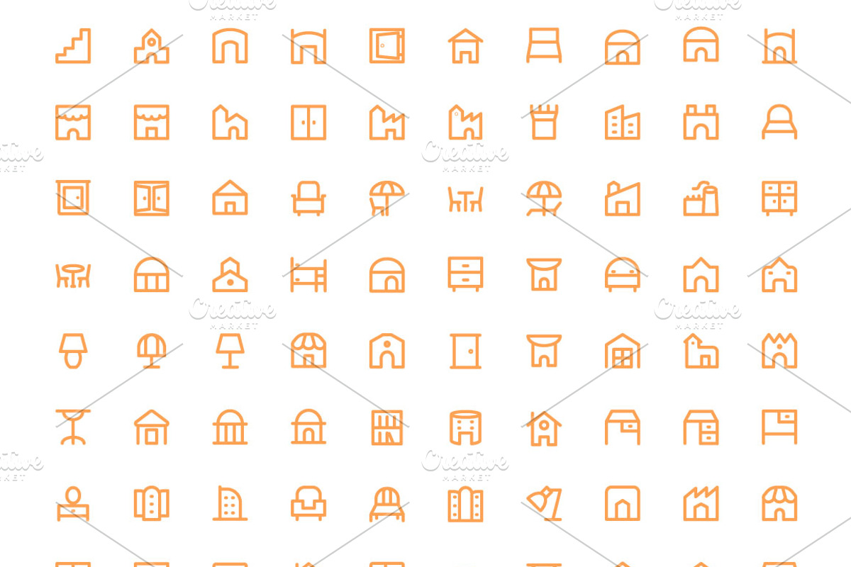 375+ Buildings and Furniture Icons preview 5
