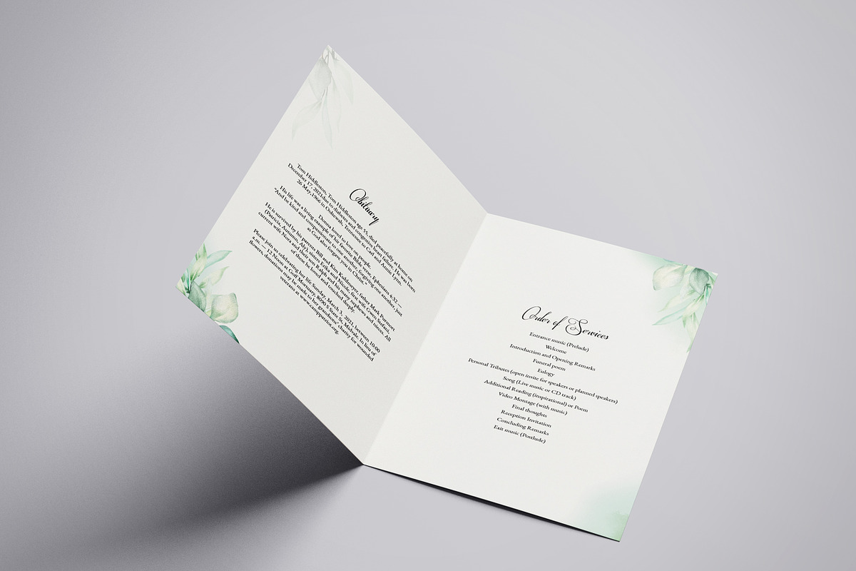 Floral Funeral Program Template, a Brochure Template by Template Shop (Photo 3 of 5)