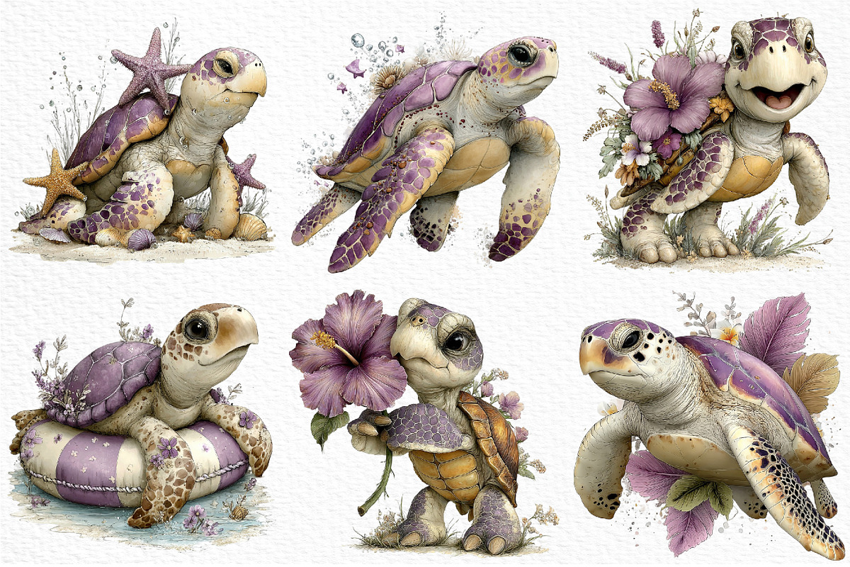 Summer Sea Turtle Clipart, an Illustration by Craft Nest (Photo 4 of 12)