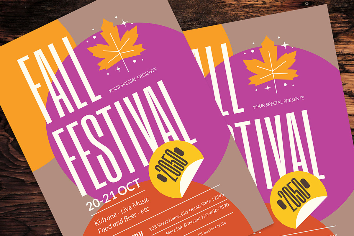 Modern Fall Festival Flyer, a Flyer Template by Gumico Studio. (Photo 2 of 3)