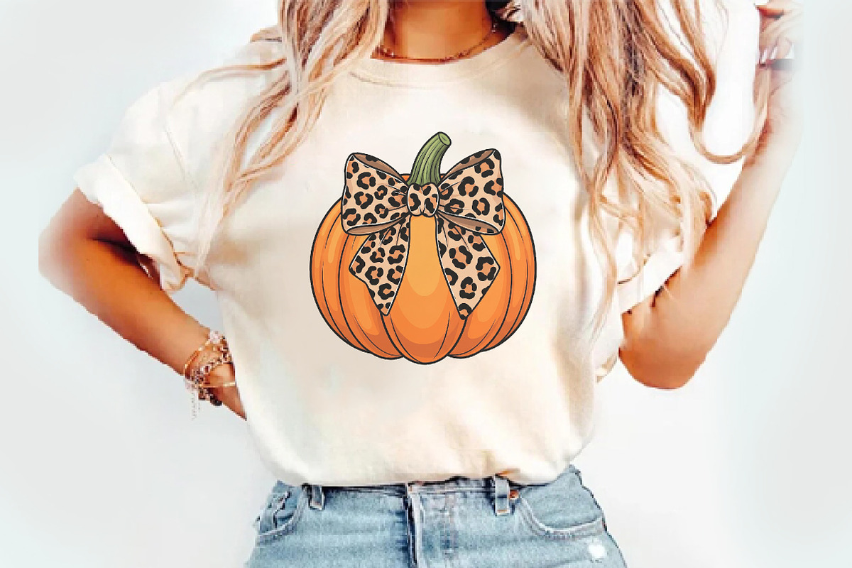 Coquette Pumpkin png T-Shirts, an Illustration by Watercolor design (Photo 3 of 3)