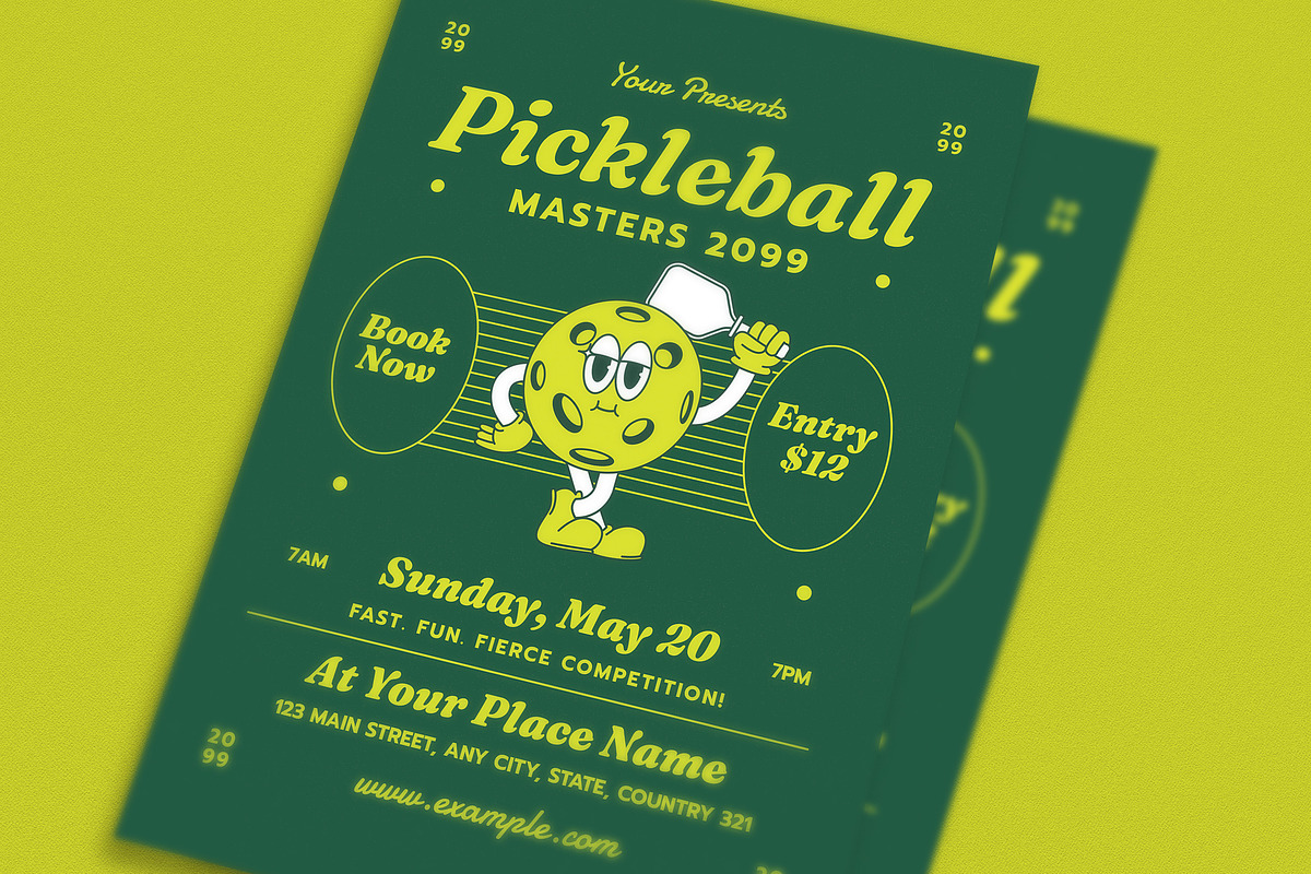 Retro Pickleball Tournament Flyer, a Flyer Template by Guuver (Photo 3 of 3)