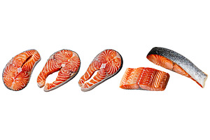 Fresh salmon steaks and fillet, a Food & Drink Photo by piter.goskov