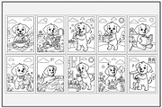 Dog Daily Routine Coloring Pages, an Animal Illustration by Lamia Emad (Thumbnail 2 of 5)