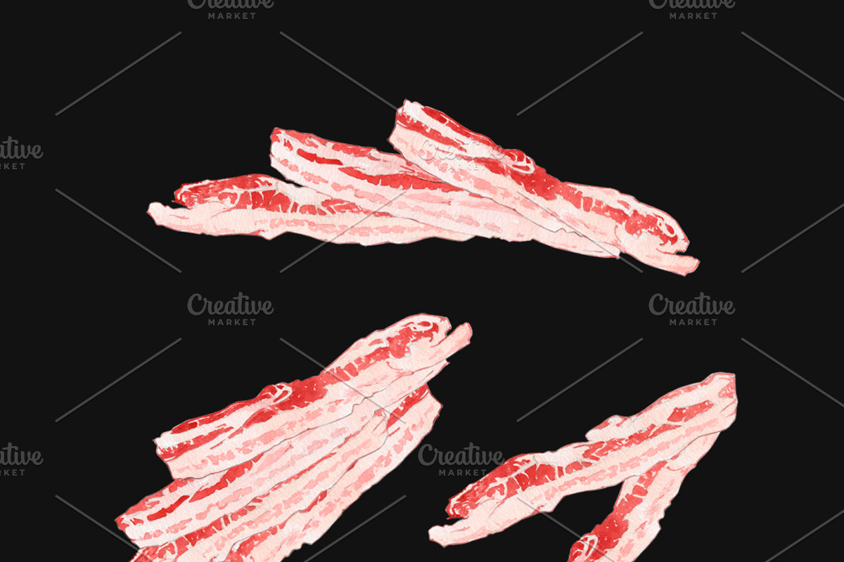 BACON SLICES WATERCOLOR, a Food Illustration by wedraw (Photo 3 of 3)