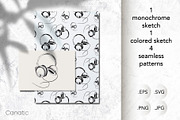 Headphones. Sketch and patterns, an Illustration by Canatic (Thumbnail 1 of 9)