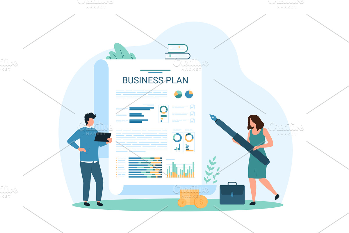 Business plan, financial accounting, a Person Illustration by Flashvector