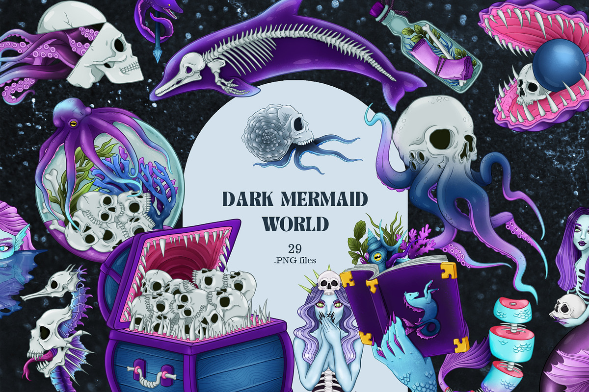 DARK MERMAID WORLD collection, a Seasonal Illustration by SecondOfJuly (Photo 1 of 5)