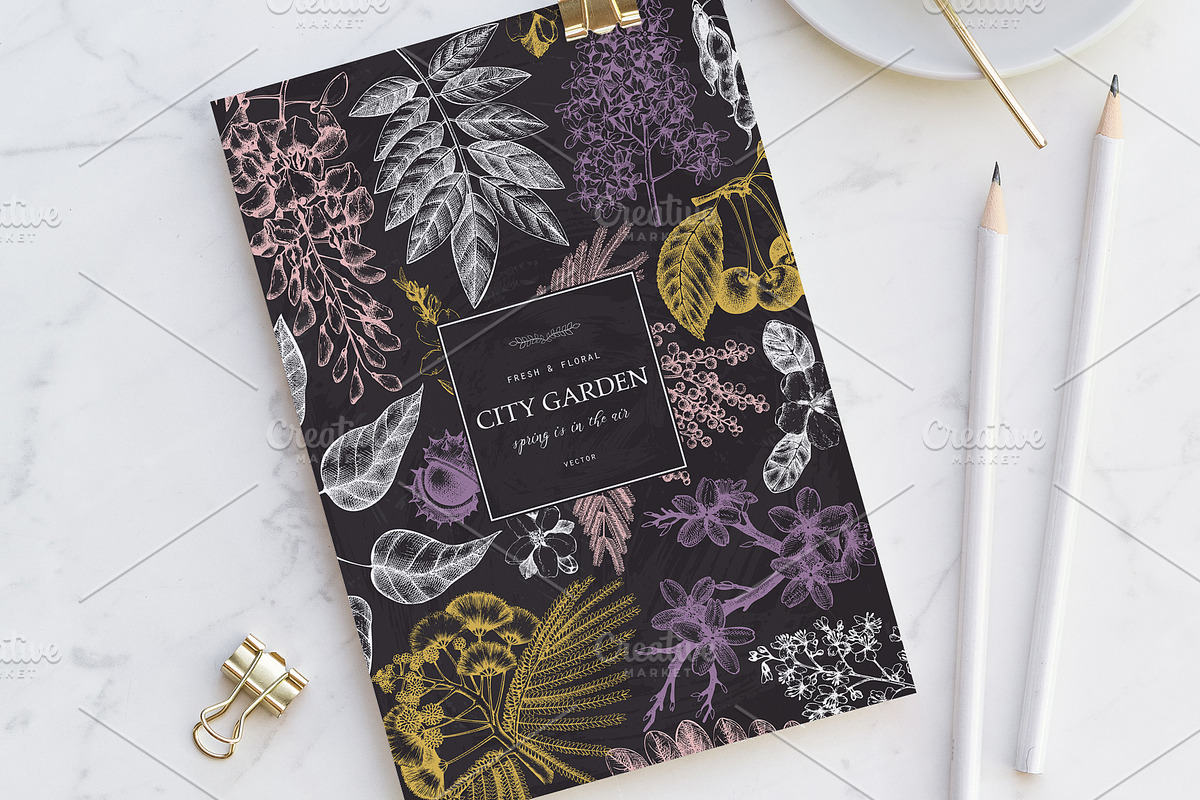 Garden trees sketches. Floral vector, a Decorative Illustration by Yevheniia (Photo 7 of 9)