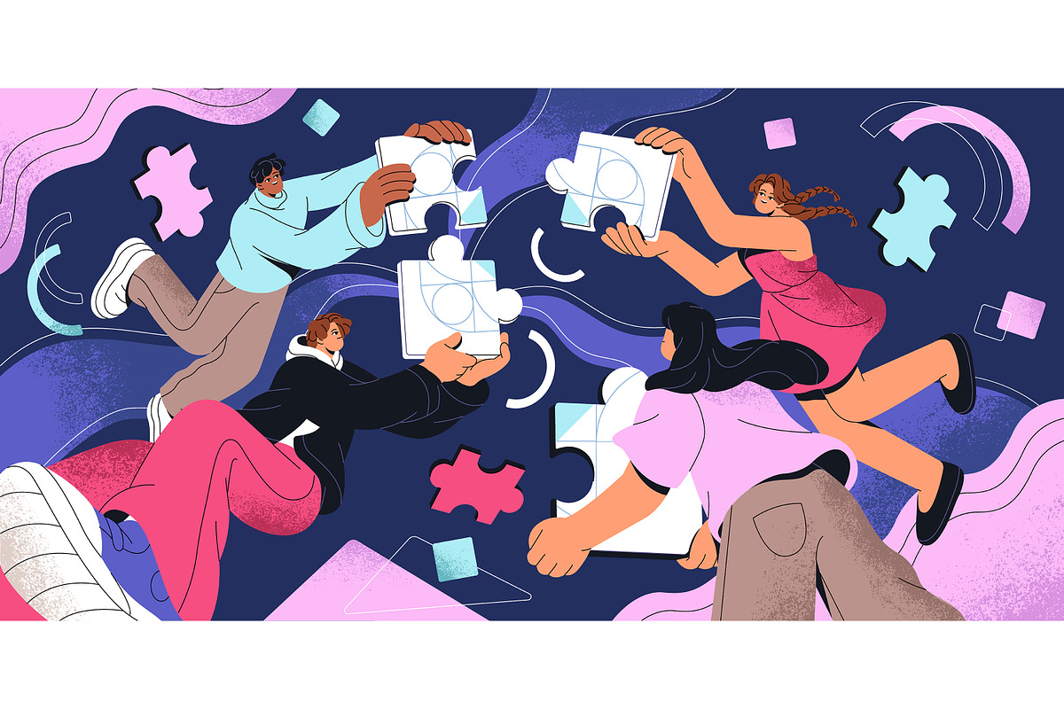 People working. Teamwork concept, an Illustration by PaperTrident (Photo 1 of 2)