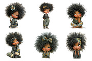 Whimsical black afro girl clipart, an Illustration by SinaCreation (Thumbnail 5 of 11)