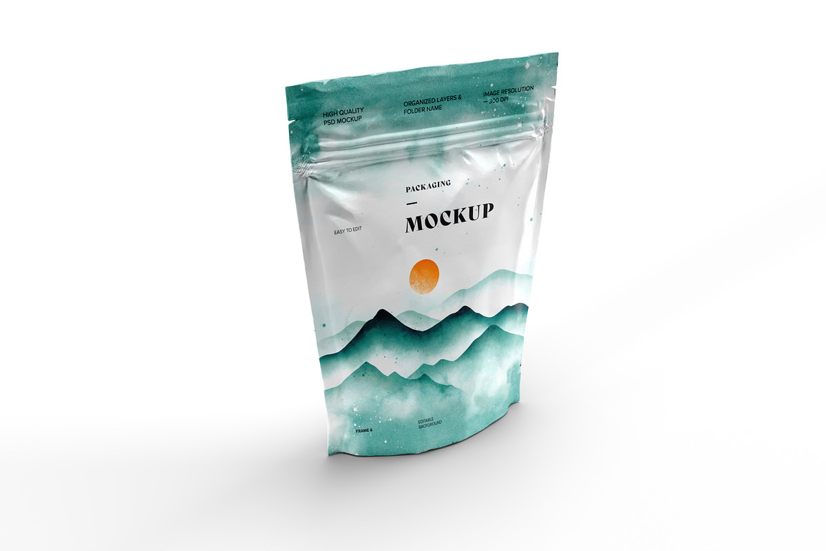 Stand Up Zip Lock Pouch Mockup Set, a Merchandise Mockup by dpi (Photo 10 of 16)