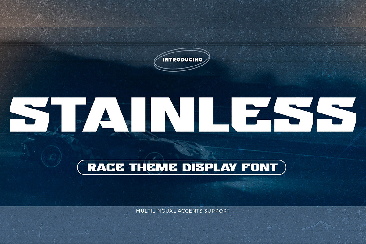 STAINLESS - Race Theme Display Font, a Font by Gassstype (Photo 1 of 9)