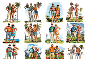 Elderly Golf Couple Clipart, a Decorative Illustration by stickermadness (Thumbnail 2 of 4)