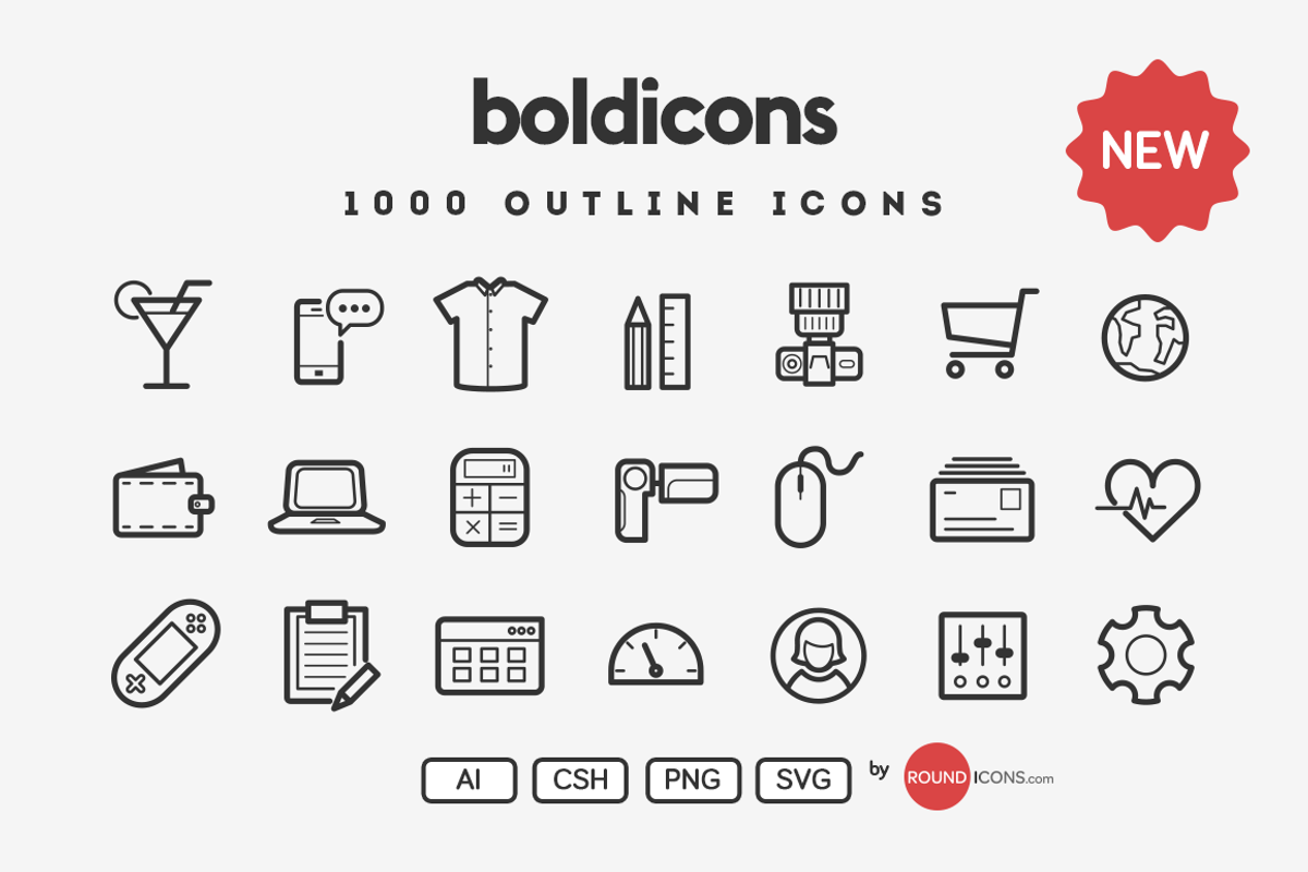 Boldicons - 1000 outline icons, an Outline Icon by Vectopus.com (Photo 1 of 5)