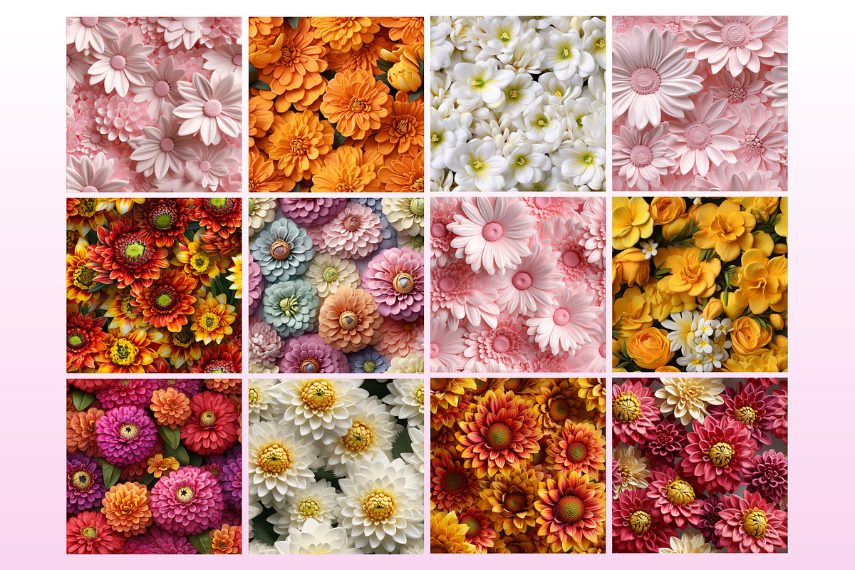 3D Flower Seamless Pattern, a Pattern Graphic by Forhadx5 (Photo 6 of 10)
