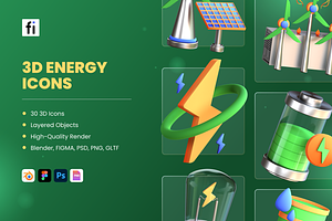 3D Energy Icons, an Environmental 3D Model by Flat Icons
