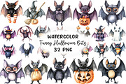 Funny Halloween Bats Clipart, an Illustration by CraftArtStudio (Thumbnail 1 of 6)