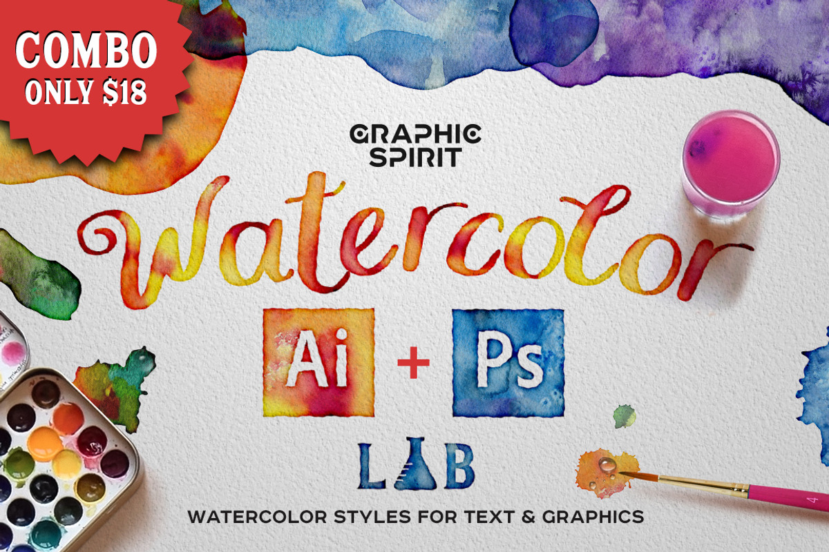 Combo: WATERCOLOR Lab Ai+Ps