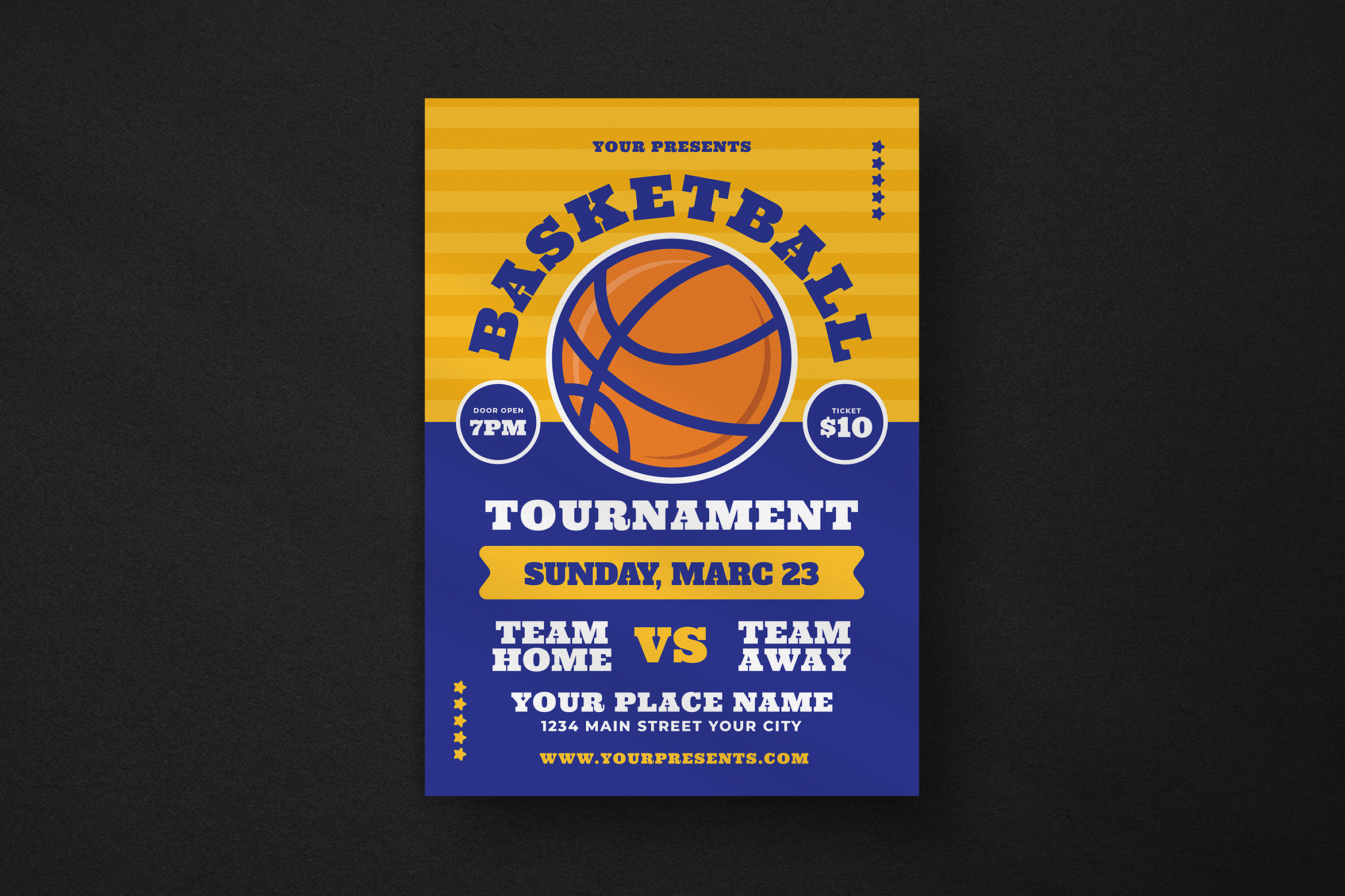 Retro Basketball Tournament Flyer by Lilyshop  Creative Market